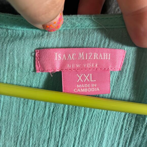 isaac mizrahi women tunic XXL teal embroidered crochet lace boho western hippie - Picture 7 of 7